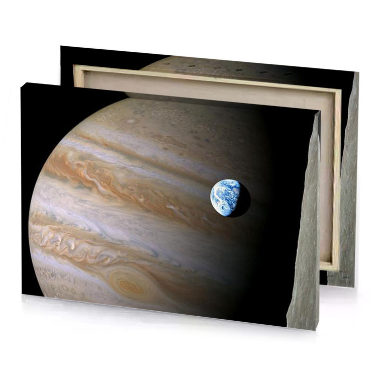 the planet with moon in background rosy brown canvas