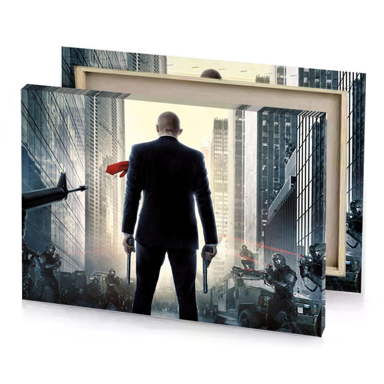 the poster for movie hitman eggshell canvas