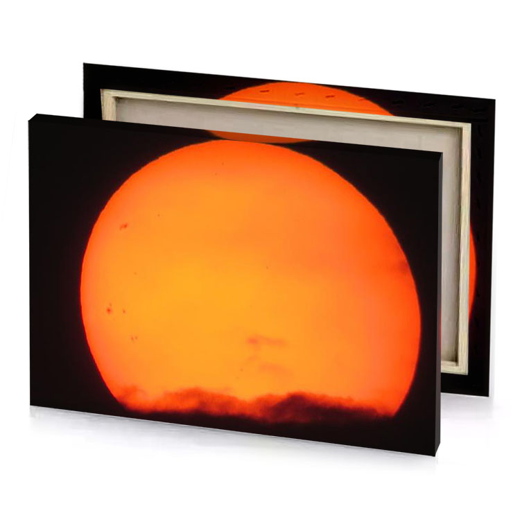 the sun is shining brightly in dark sky deep saffron canvas
