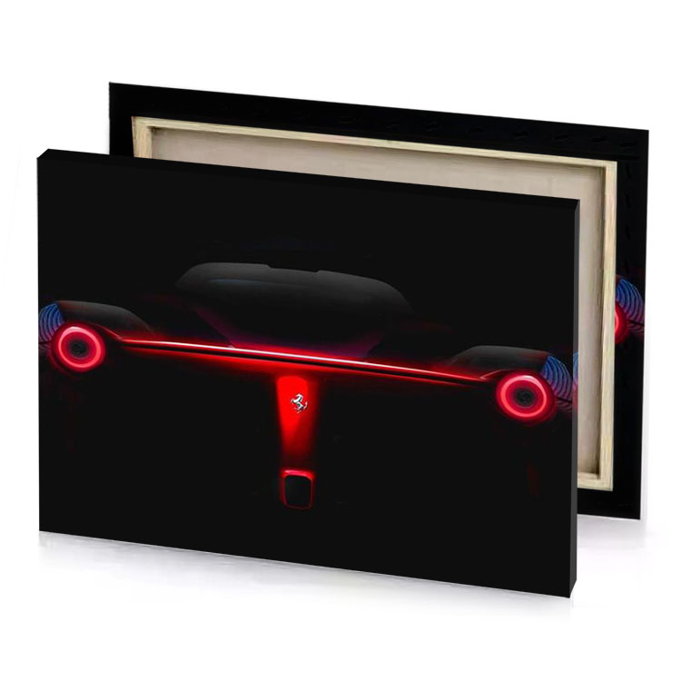 the tesla i vision concept car is shown in this red canvas