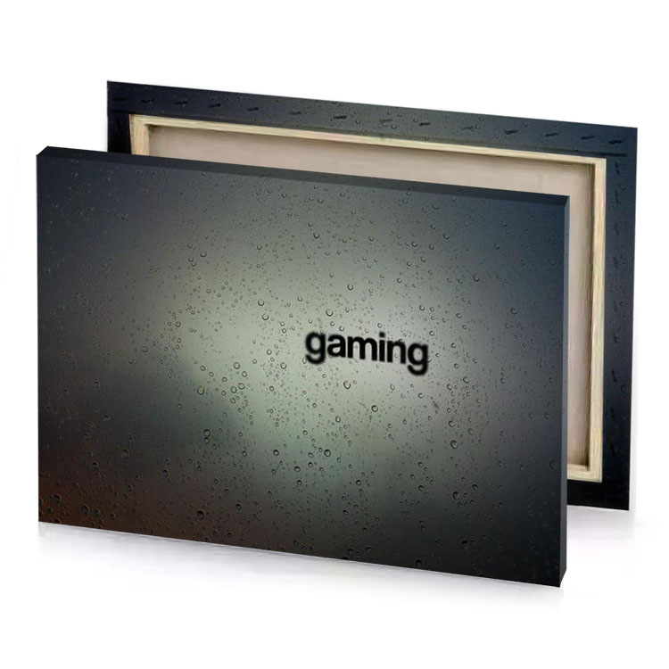 the word gaming is displayed on a window manatee canvas