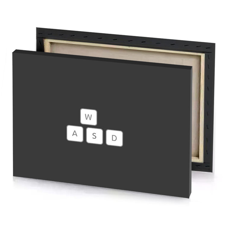 the word is a white block with asd snow canvas
