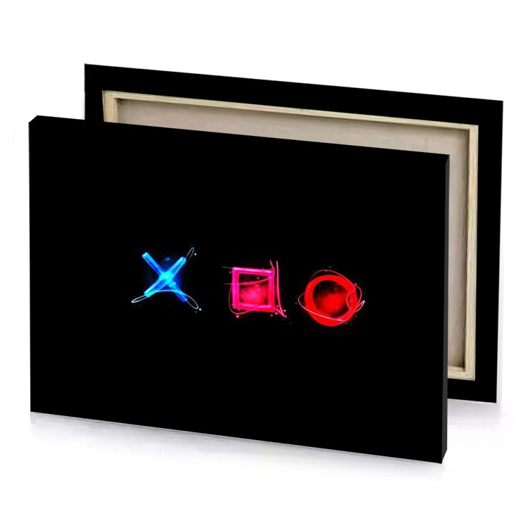 the word xo is lit up in dark raspberry canvas