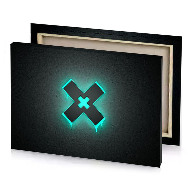 the x logo in green verdigris canvas