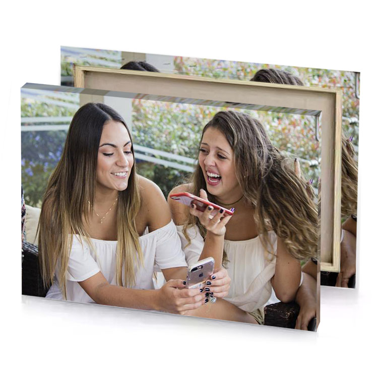 three girls sitting on a bench silver canvas