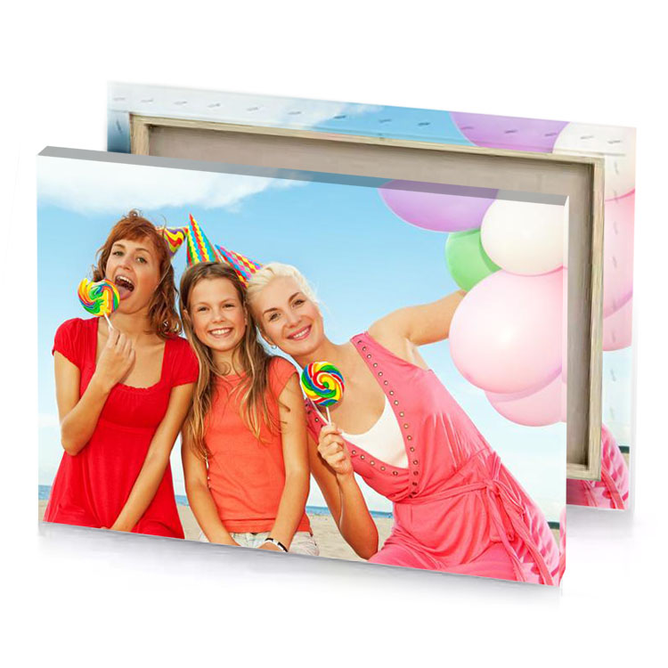three girls sitting on the beach spanish red canvas