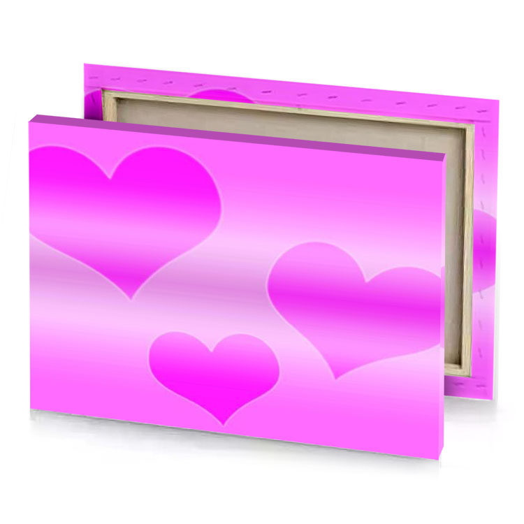 three hearts on a purple background ultra pink canvas