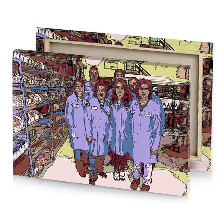 three men in lab coats wisteria canvas