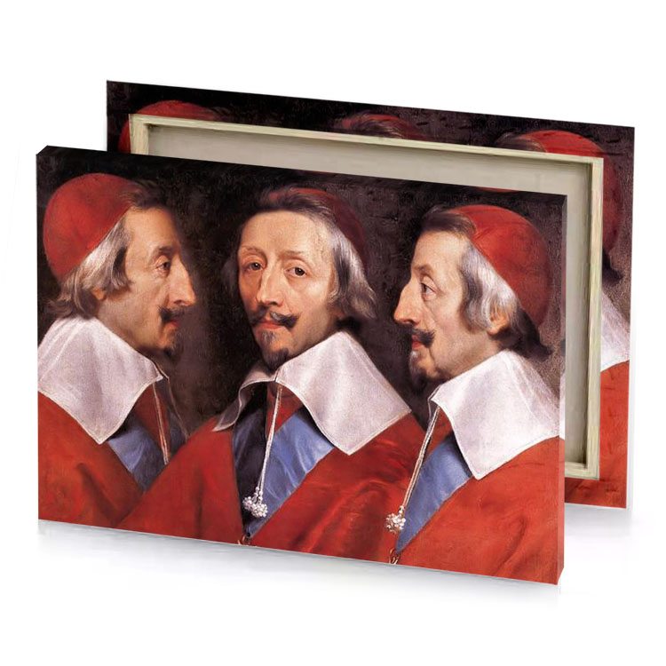 three men in red robes bistre canvas