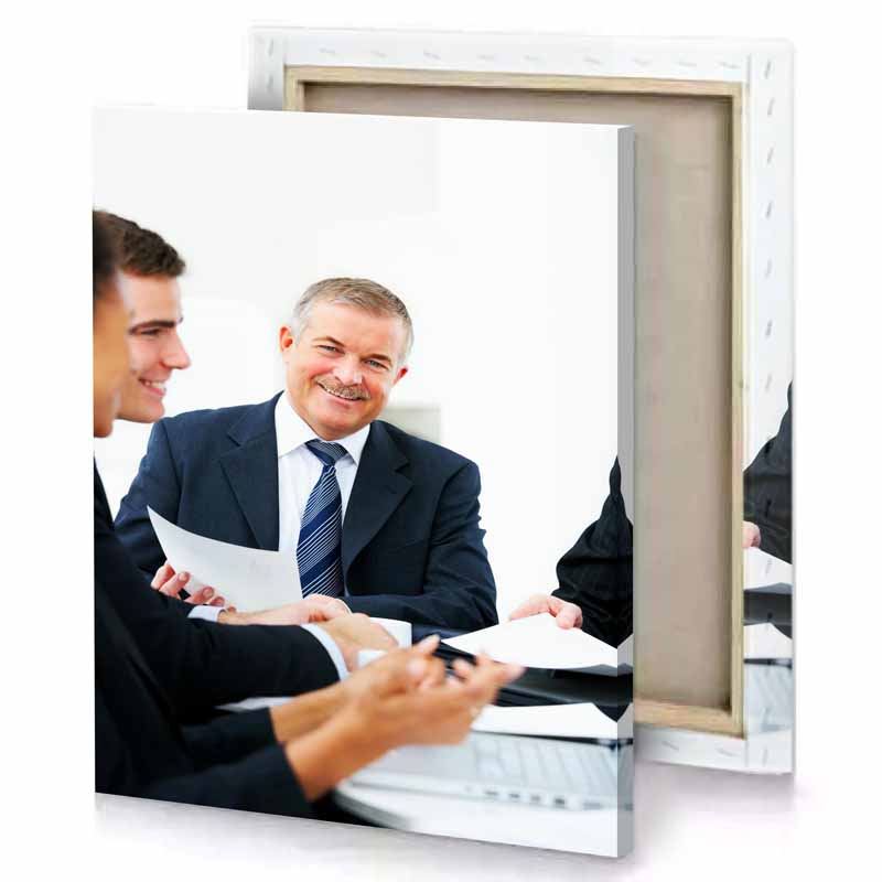 three men sitting at a table white smoke canvas