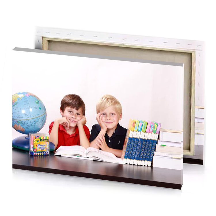 two boys sitting at a table white smoke canvas