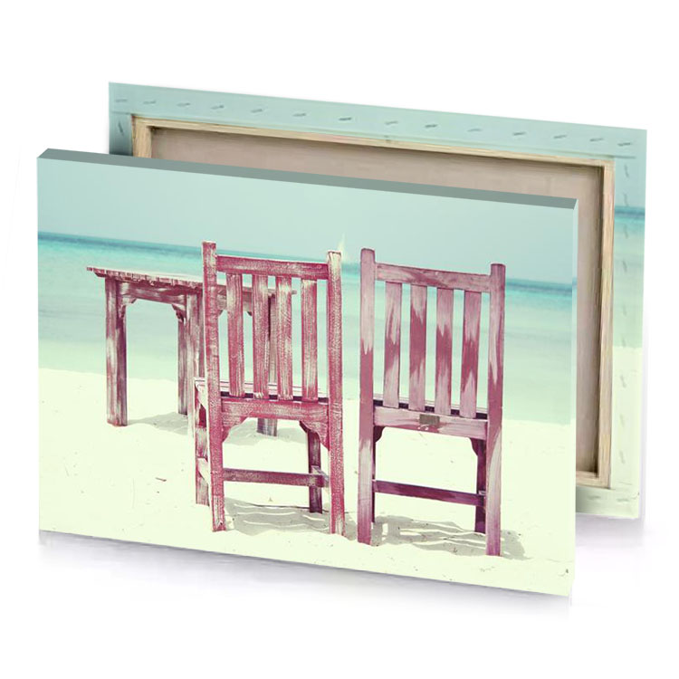 two chairs on a beach rosy brown canvas
