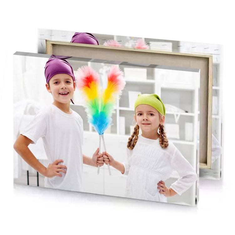 two children holding a colorful feather wand platinum canvas