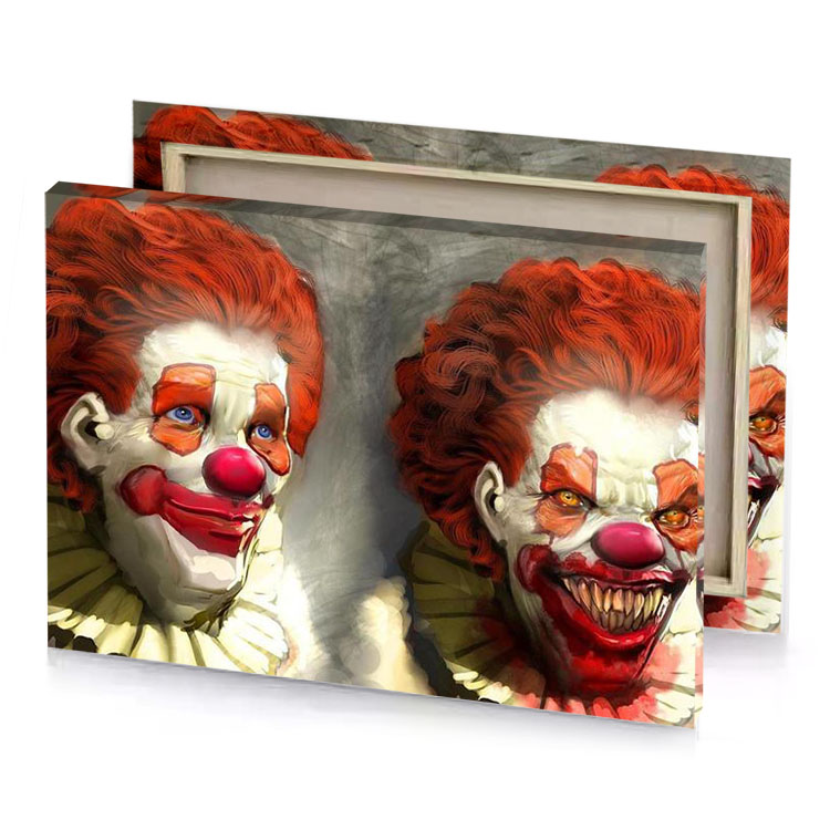 two clowns with red hair and noses zinnwaldite brown canvas