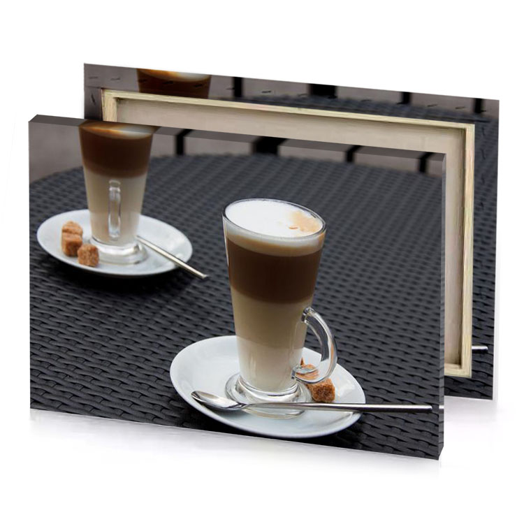 two cups of coffee on a table taupe canvas