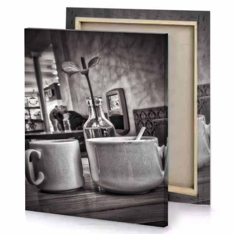 two cups on a table rose quartz canvas