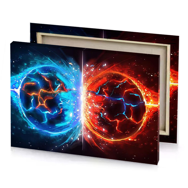 two different colored fire and ice lust canvas