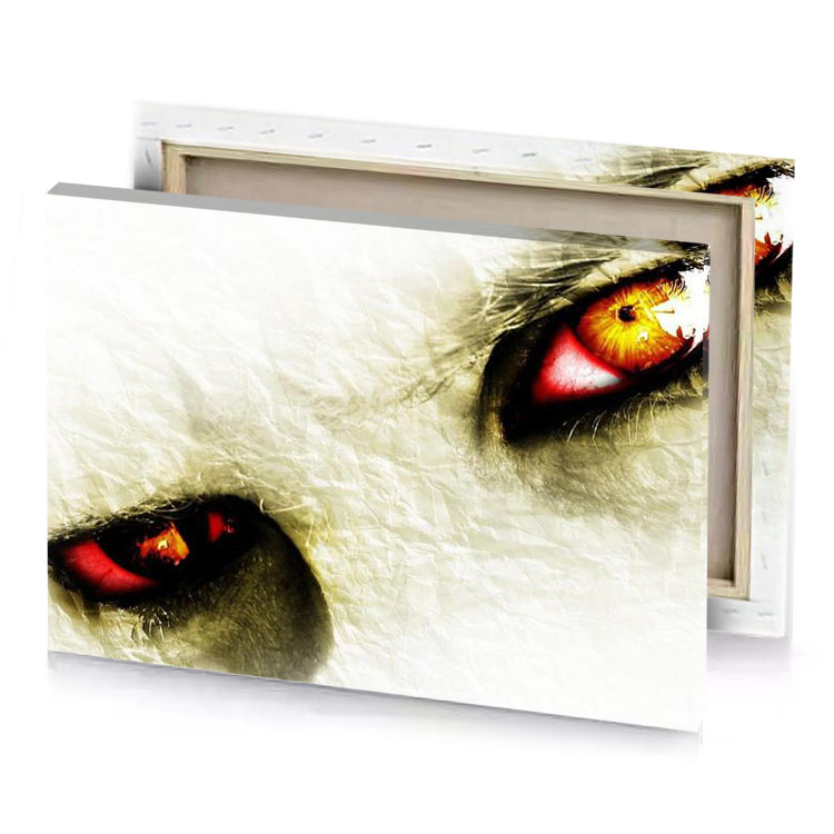 two eyes with red and yellow pearl canvas