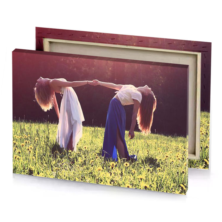 two girls in a field of flowers charcoal canvas