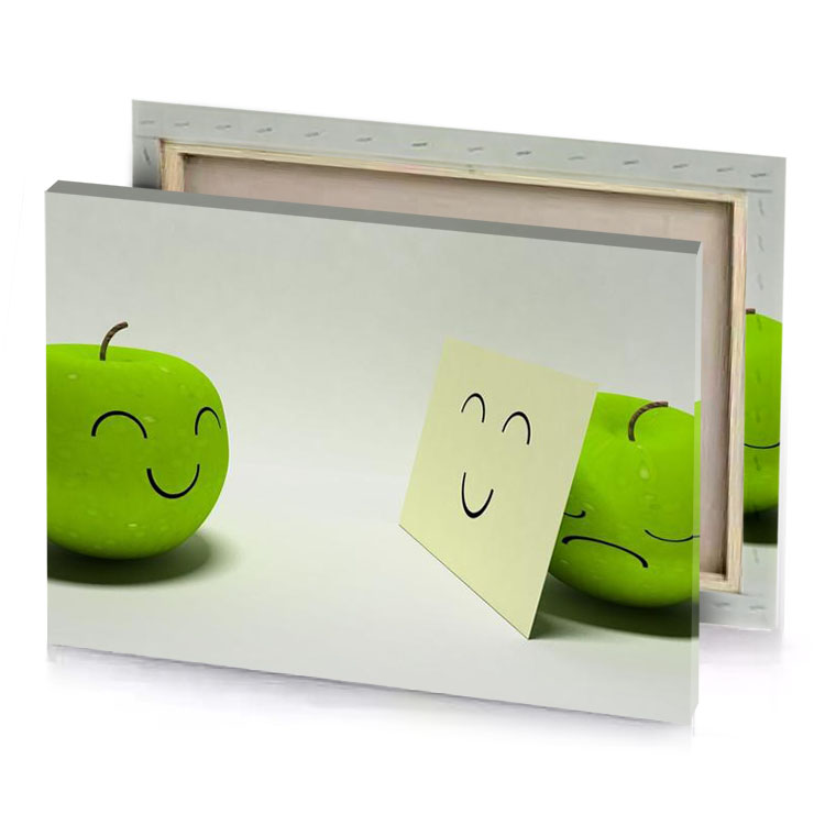 two green apples with faces and a note gainsboro canvas