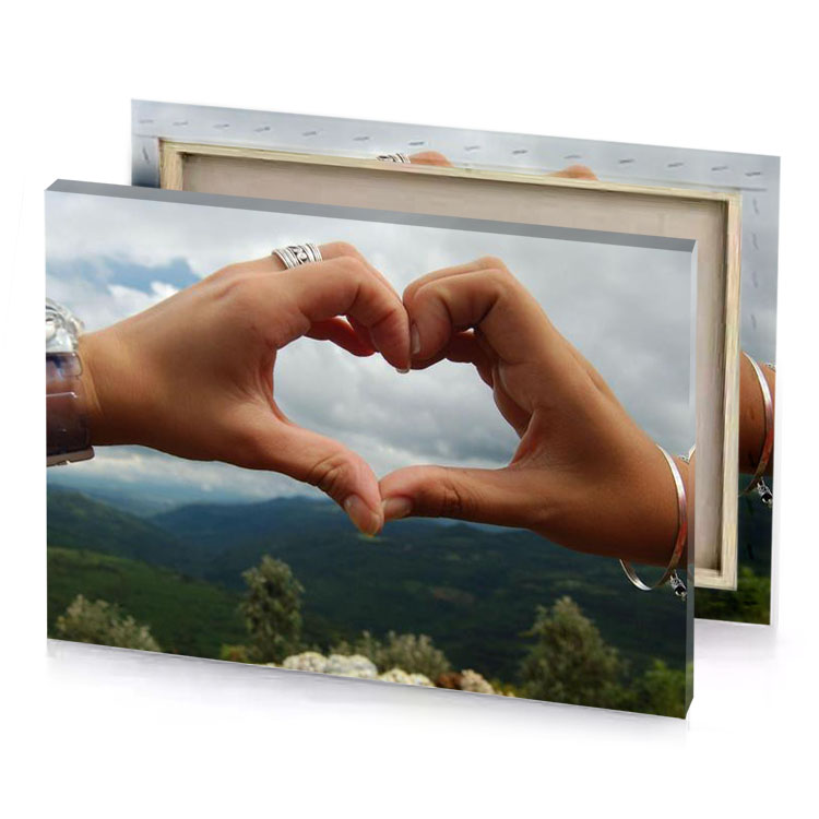 two hands making a heart shape bistre canvas