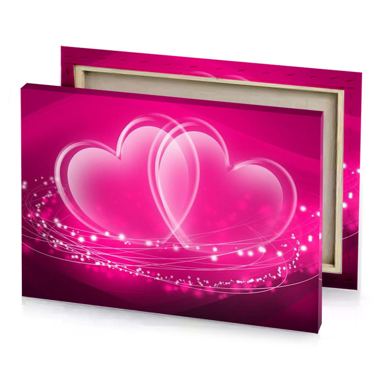 two hearts on a pink background deep canvas