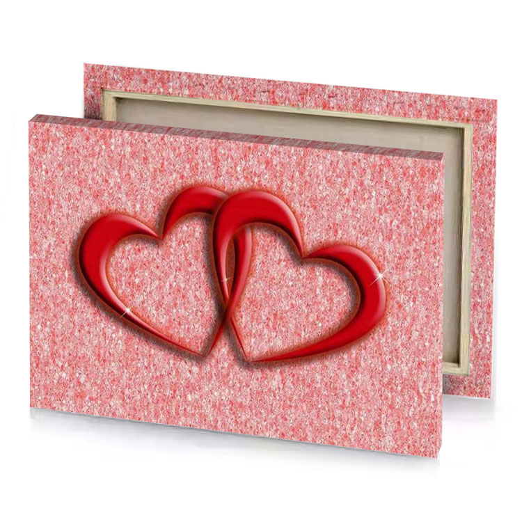 two hearts on a pink background firebrick canvas