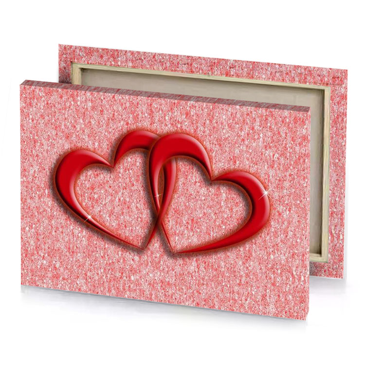 two hearts on a red background photo firebrick canvas