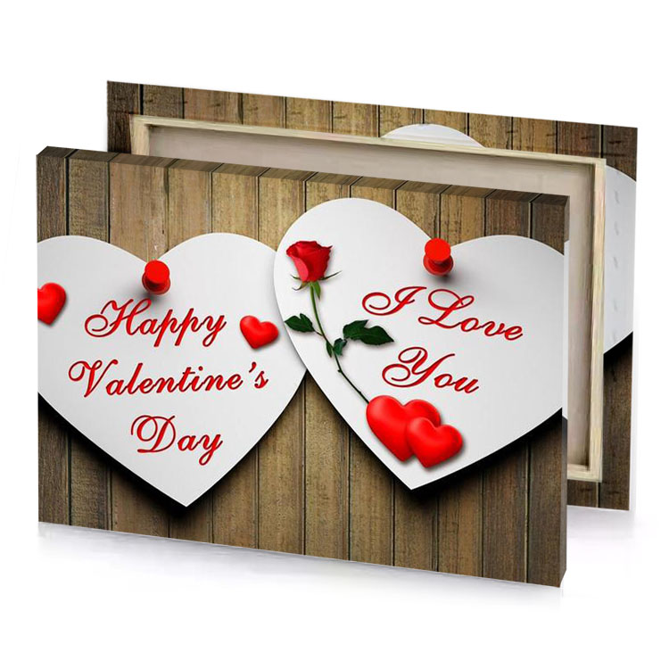 two hearts with red roses and the words happy valentine platinum canvas