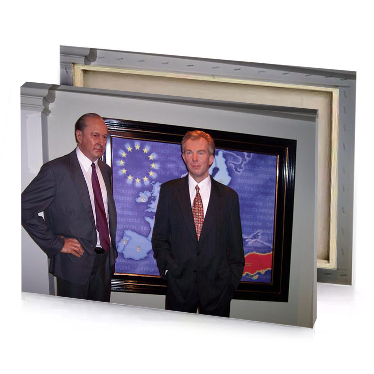 two men in suits dark slate blue canvas