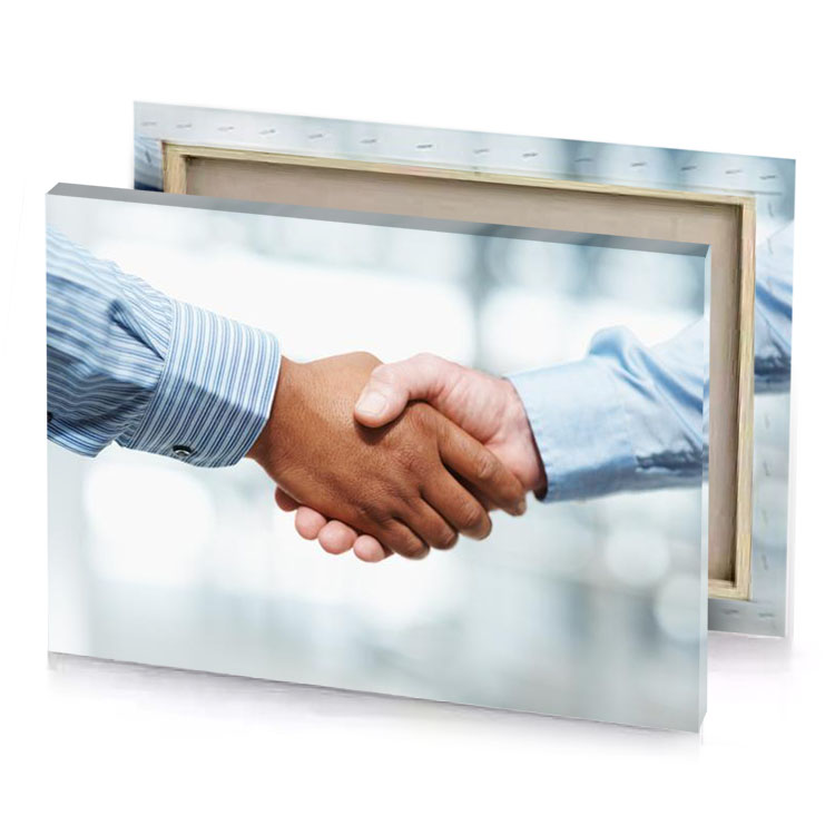 two men shaking hands copper canvas