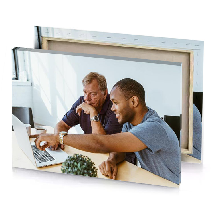 two men sitting at a table platinum canvas