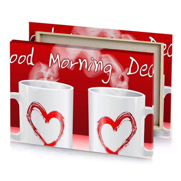 two mugs with hearts and the words god morning dear platinum canvas