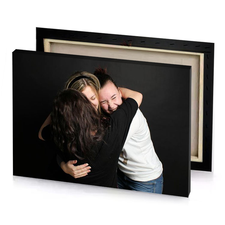 two people hugging each other are standing in the background smoky black canvas