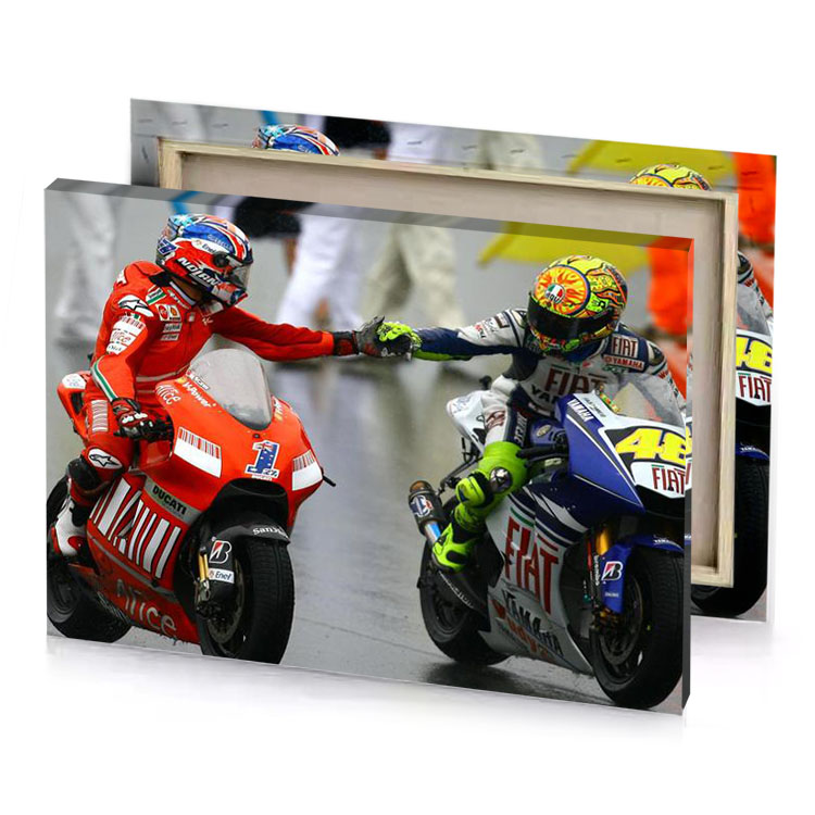 two people on motorcycles in the rain firebrick canvas