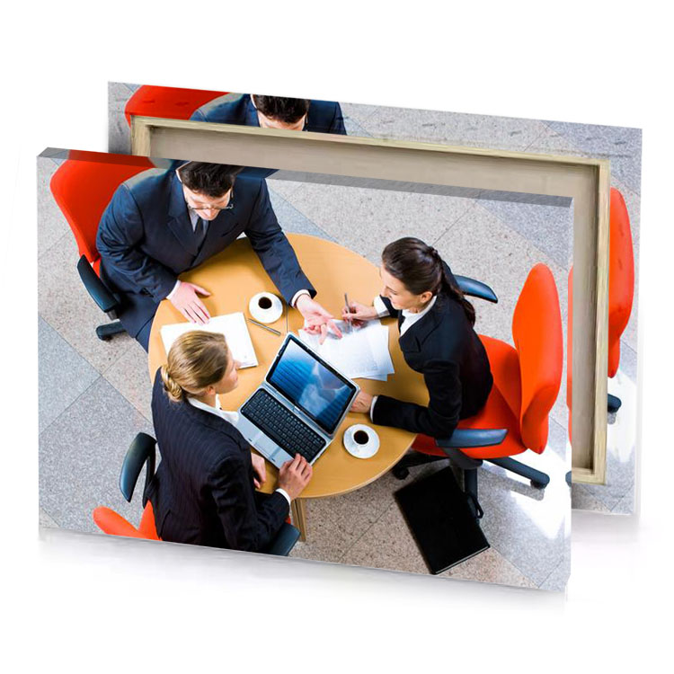 two people sitting at a table with laptop burlywood canvas