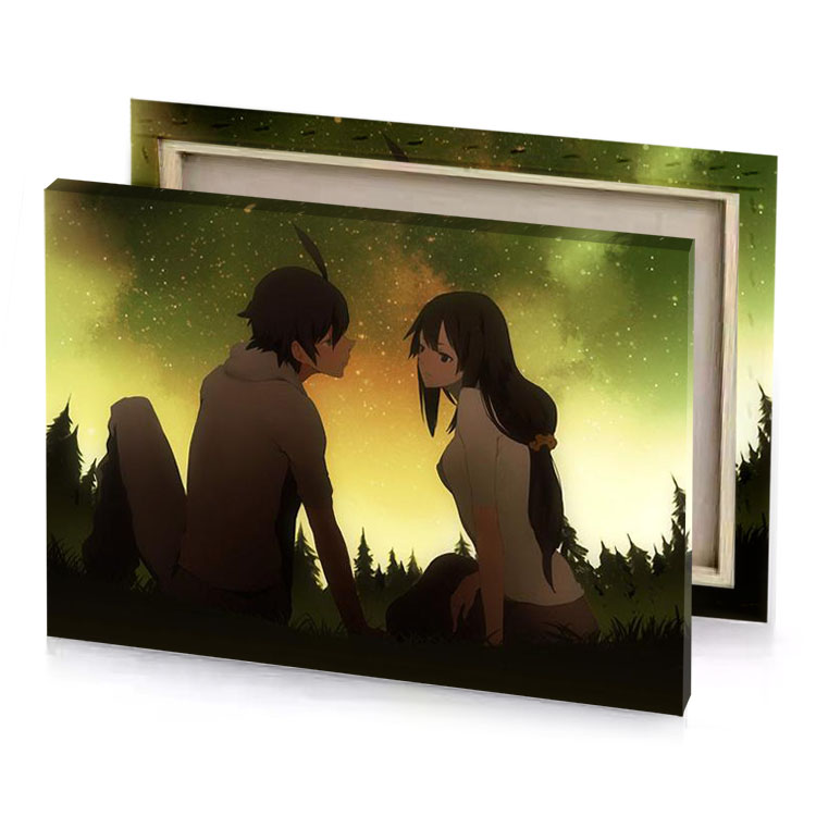 two people sitting in the grass looking at stars fawn canvas