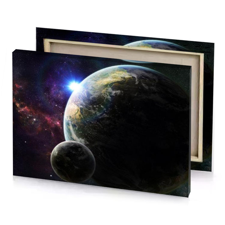 two planets in the space taupe canvas