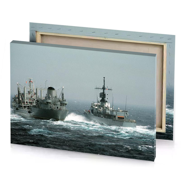 two ships in the water slate gray canvas