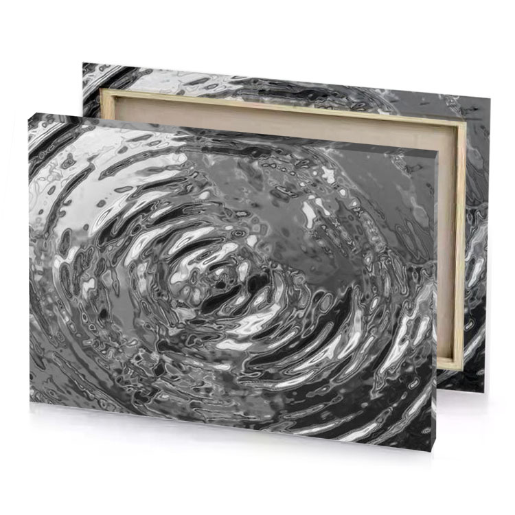 water ripple in black and white gray canvas