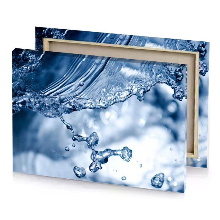 water splashing on the surface light steel blue canvas
