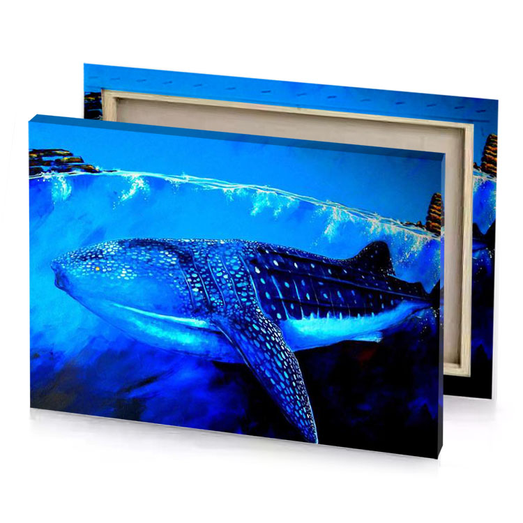 whale painting awesome by david stins dodger blue canvas
