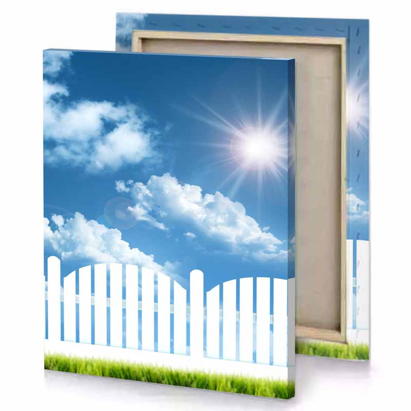 white fence in the grass iceberg canvas