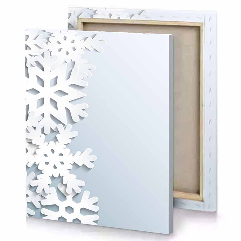 white snowflakes on a blue background canvas