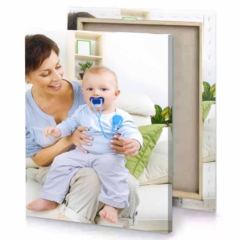 woman holding a baby white smoke canvas