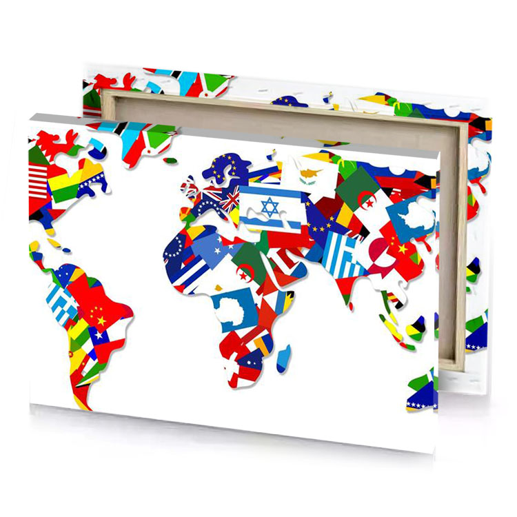 world map with flags lust canvas